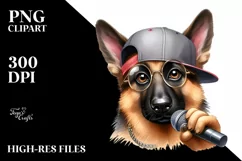 Sublimation German Shepherd Hip Hop Singer Clipart Product Image 3