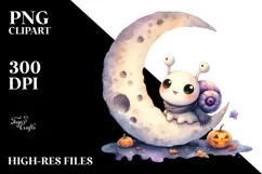 Washed Watercolor Baby Snail Halloween PNG Product Image 2