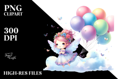 Cute Fairy Balloons Clipart Product Image 2