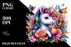 Colorful Baby Unicorn in Speakeasy, PNG Product Image 2