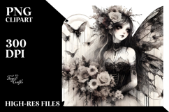 a Washed Watercolor Gothic Fairy, White Background Product Image 2