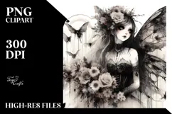 a Washed Watercolor Gothic Fairy, White Background Product Image 2