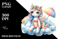 Baby Unicorn Beachwear from Cloud | Sublimation Clipart Product Image 1