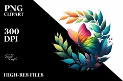 Butterfly with Plant Leaves, High-Res PNG Product Image 3
