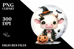 Watercolor Cow Portrait with Big Eyes, Transparent PNG Product Image 3