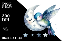 Sleeping Hummingbird on Moon with Hanging Stars | Product Image 2