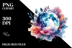 Vibrant Abstract Moon Foliage | Clipart Product Image 2