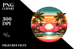 Retro Tropical Beach Sunset PNG Product Image 2