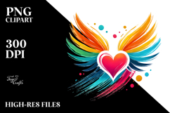 Heart with Paintbrush Style and Wings, Artistic PNG Product Image 2