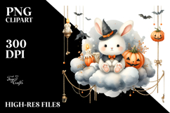 Spooky Night Bunny on Cloud PNG Product Image 2