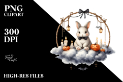 Spooky Bunny on Cloud Halloween PNG Product Image 2