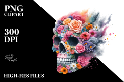 Colorful Skull Made of Flowers PNG Product Image 2
