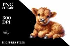 Cute Smiling Baby Highland Cow | Sublimation | Clipart Product Image 3