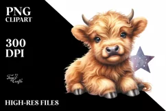 Cute Smiling Baby Highland Cow | Sublimation | Clipart Product Image 1