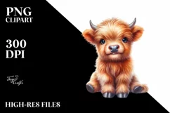 Smiling Baby Highland Cow on Star | Sublimation | Clipart Product Image 1