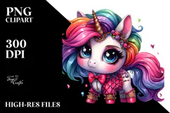 Cute Unicorn with Cool Haircut PNG Product Image 2