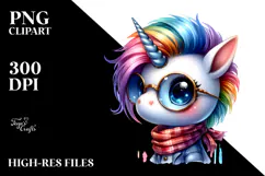 Cute Unicorn with Cool Haircut, PNG Product Image 2