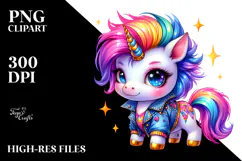 Cute Unicorn with Cool Haircut PNG Product Image 2