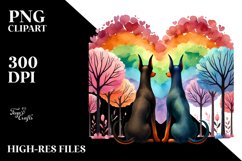 Cute Doberman Pinscher Rainbow Trees PNG Product Image 2