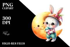 Colorful Goofy Cute Baby Bunny PNG Product Image 2