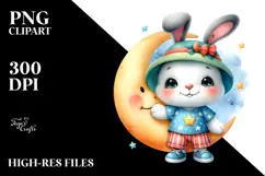 Colorful Goofy Cute Baby Bunny PNG Product Image 2
