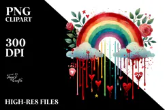 Simple Rainbow Blood Hearts PNG Product Image 2