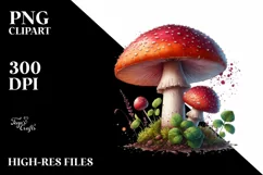 Shiny Mushroom Watercolor Splash PNG Product Image 1