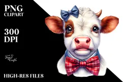 Funny Cow with Bow and Tie PNG Product Image 2