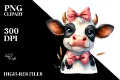 Funny Cow with Bow and Tie PNG Product Image 2