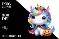 Cute Unicorn Dressed for Halloween in Style of PNG Product Image 2