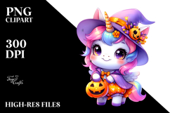 Cute Unicorn Dressed for Halloween in Style of PNG Product Image 2