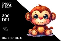 Vibrant Colorful Brownish Plush Monkey | Sublimation Clipart Product Image 3