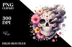 Colorful Skull with Dust Cloud PNG Product Image 2