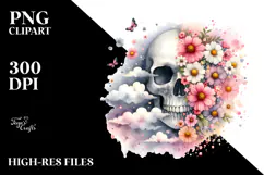 Colorful Skull with Grungy Splash PNG Product Image 2