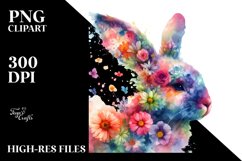 Vibrant Abstract Bunny with Flowers | Sublimation | Clipart Product Image 1