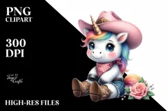 Cute Unicorn Cowboy | Sublimation | Clipart Product Image 3