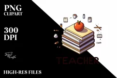 Simple Books Teacher Summer Flower PNG Product Image 1