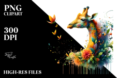 Vibrant Giraffe Made of Plant Leaves PNG Product Image 2