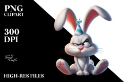 Goofy Cartoon Rabbit with Party Hat PNG Product Image 2