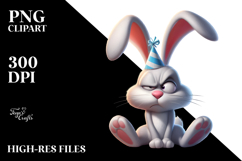 Goofy Cartoon Rabbit with Party Hat PNG Product Image 2