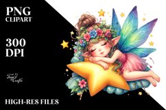 Colorful Cute Fairy Napping | Clipart Product Image 1