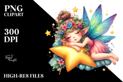 Colorful Cute Fairy Napping | Clipart Product Image 2