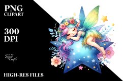 Colorful Cute Fairy Napping | Clipart Product Image 1