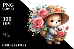 Detailed Watercolor Whimsical Cute Baby Bear | Sublimation Product Image 2