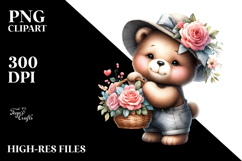 Detailed Watercolor Whimsical Cute Baby Bear | Sublimation Product Image 2