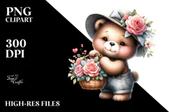 Detailed Watercolor Whimsical Cute Baby Bear | Sublimation Product Image 2
