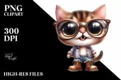 Baby Cat with Sunglasses | Sublimation | Clipart Product Image 1