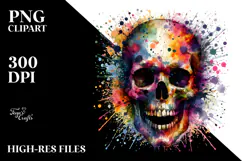 Colorful Skull Grungy PNG Product Image 2