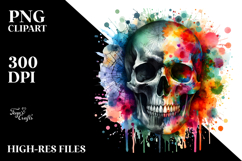 Grunge Skull and Flower Painting PNG Product Image 2
