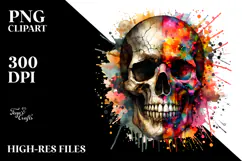 Grunge Skull and Flower Painting PNG Product Image 2